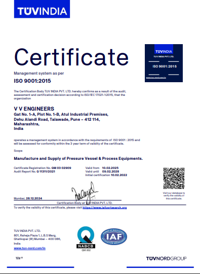 TUV INDIA Certificate